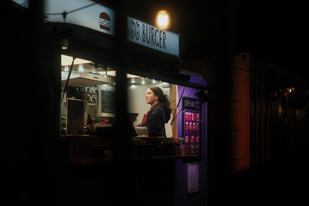 woman at business booth